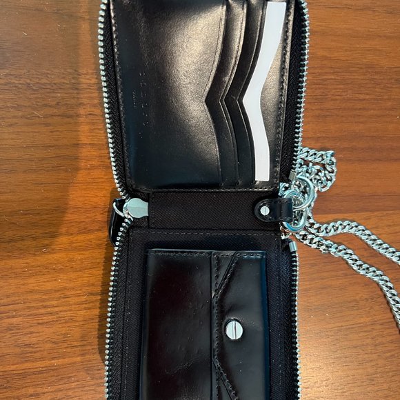 Sandro Quilted Leather Black Wallet on Chain - Picture 4 of 9